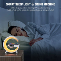 Multifunction Wireless Charging Dock with Alarm Clock, RGB Lamp & Speaker