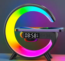 Multifunction Wireless Charging Dock with Alarm Clock, RGB Lamp & Speaker